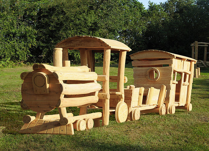 Train made of wood – suitable for playgrounds