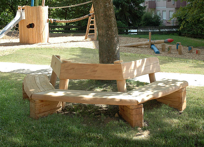 Semi-circular Bench with Backrest