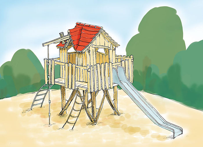 Witch`s Tree House with different ups and a slide