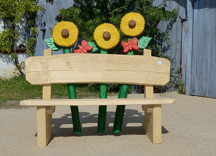 wood - rustic bench with backrest