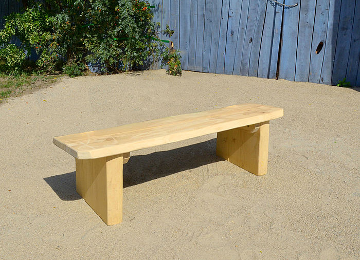 Wooden bench without backrest