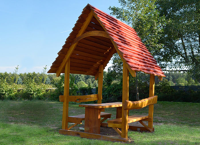 Seating Area with Roof made of wood