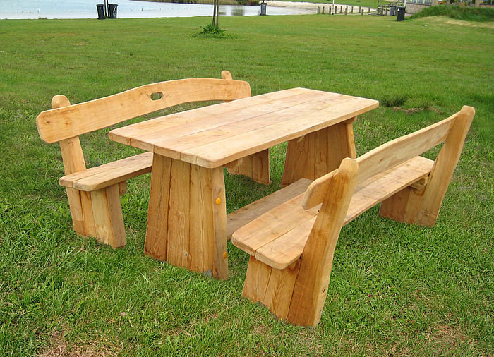 Rustic seating area made of wood