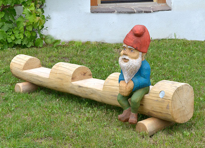 Bench made of wood with figure – Gnome` s bench