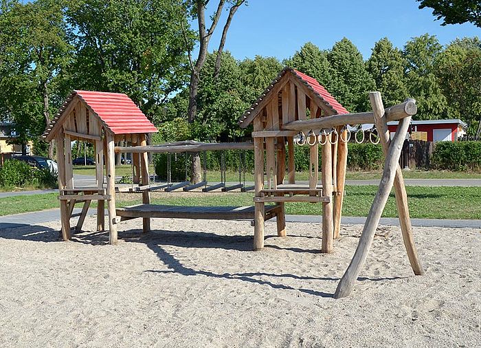 Playhouse Village on Stilts with climbing and balancing elements