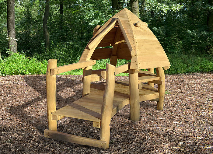 Spielhaus mit Steg - aus Robinienholz