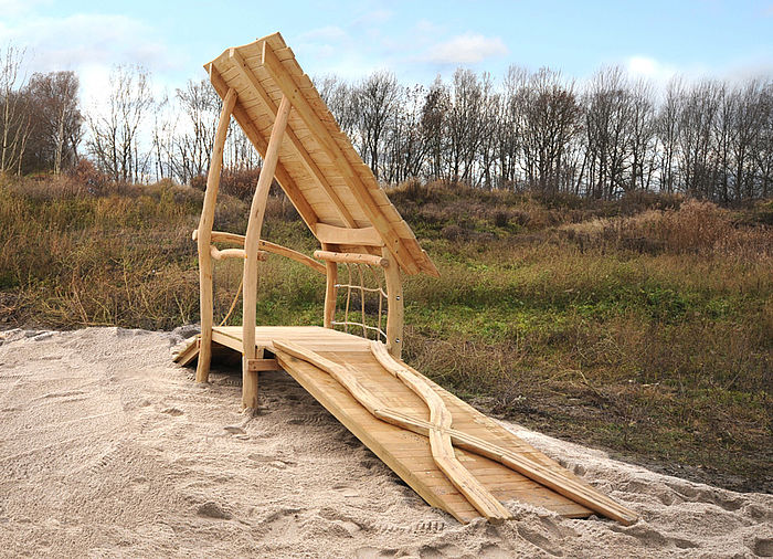 Play Platform with Marble Run made of Robinia