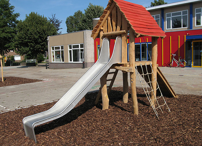 Slide platform with roof and slide