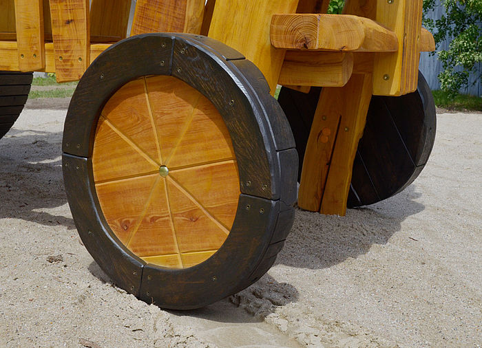 Detail wheel made of Robinia wood