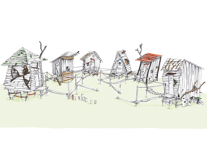 Village Bird`s Houses with Accommodation