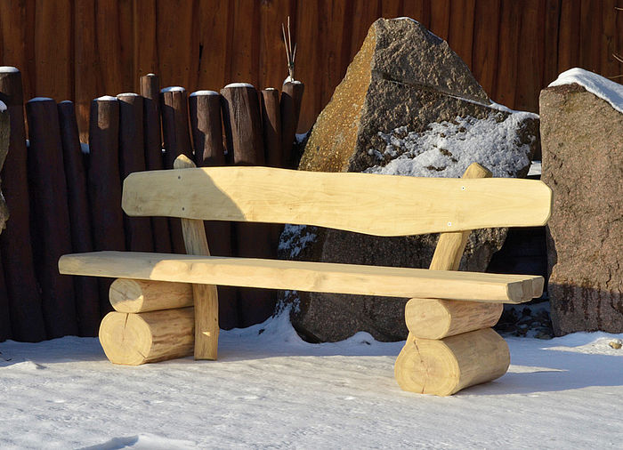 Forest Bench with Backrest, made of wood