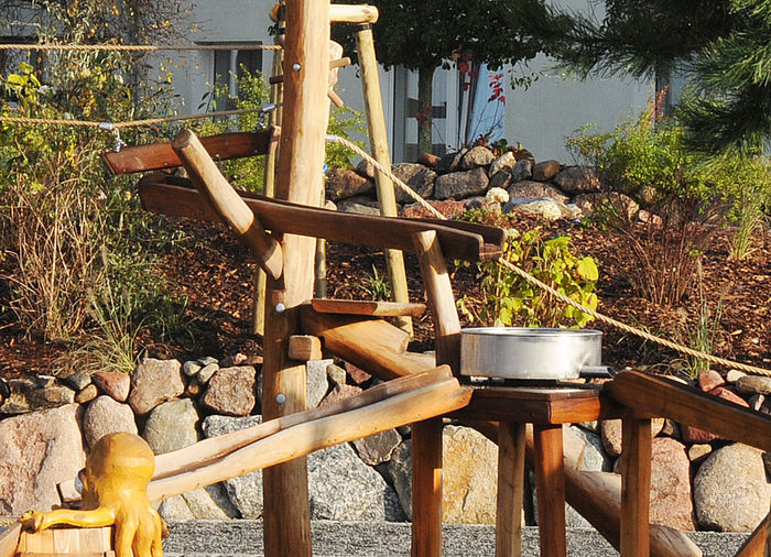 Water play area made of Robinia wood